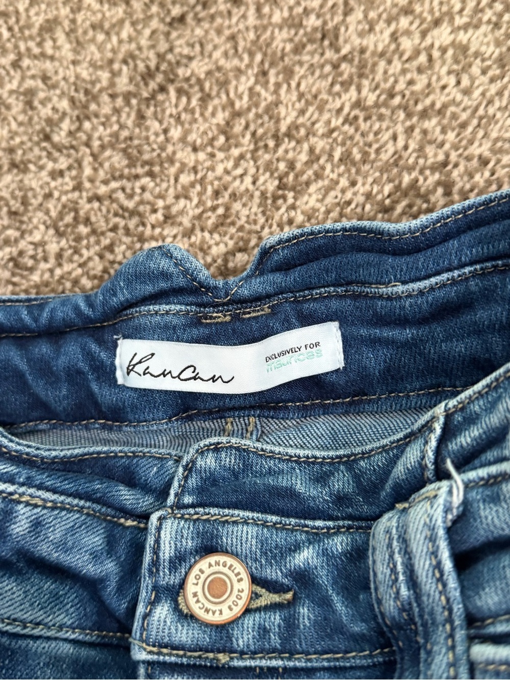 KanCan Distressed Button-Fly Denim Shorts - Blue - Picture 2 of 5